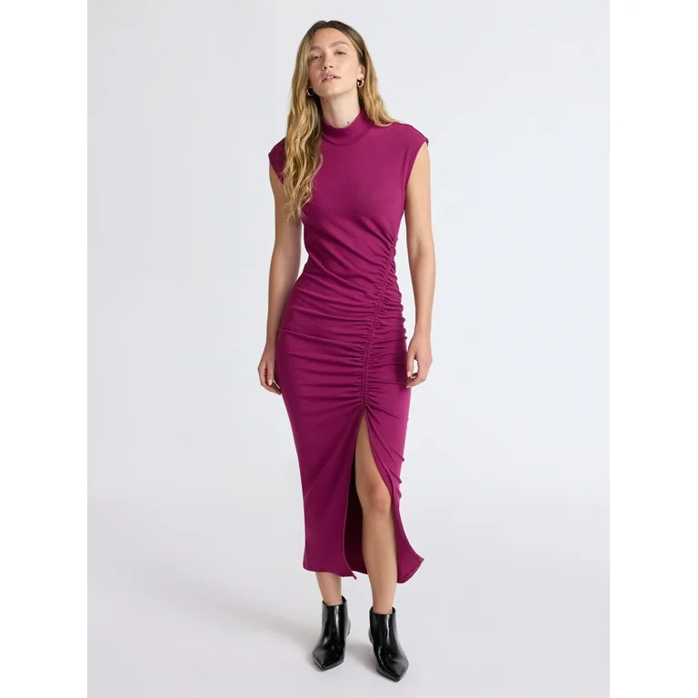 Scoop Women’s Jersey Knit Maxi Dress with Side Ruching, Sizes XS-XXL | Walmart (US)