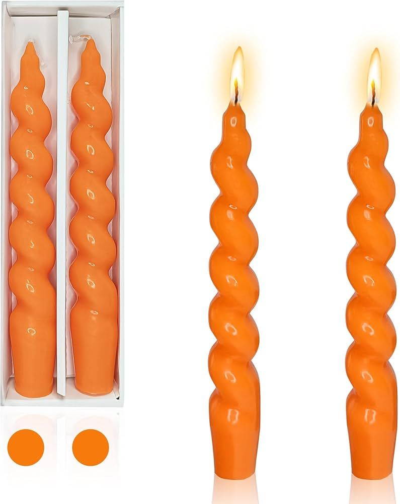 Spiral Candlesticks Orange Tapered Candle - 7INCH Cute Candle Sticks Short Taper Candles Pumpkin ... | Amazon (US)