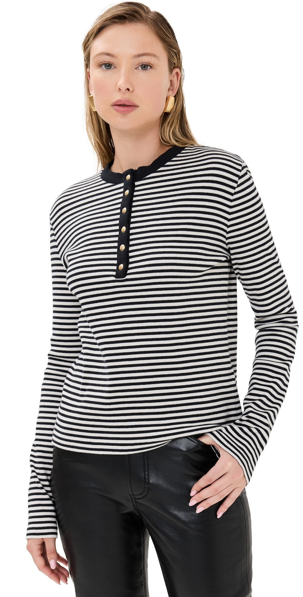 ANINE BING Alessia Long Sleeve Tee Multi S | Shopbop