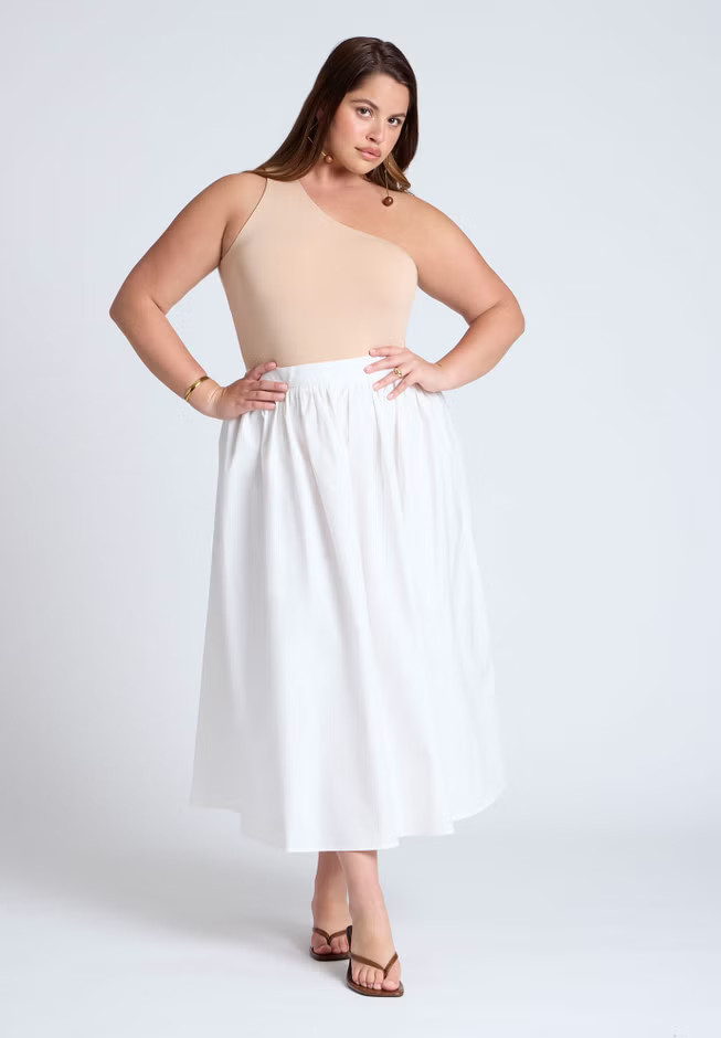 Midi Poplin Skirt | Eloquii