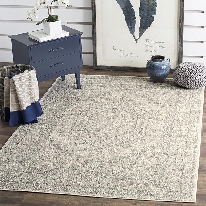 Safavieh Adirondack Collection ADR108B Ivory and Silver Oriental Vintage Medallion Area Rug (5'1"... | Amazon (US)