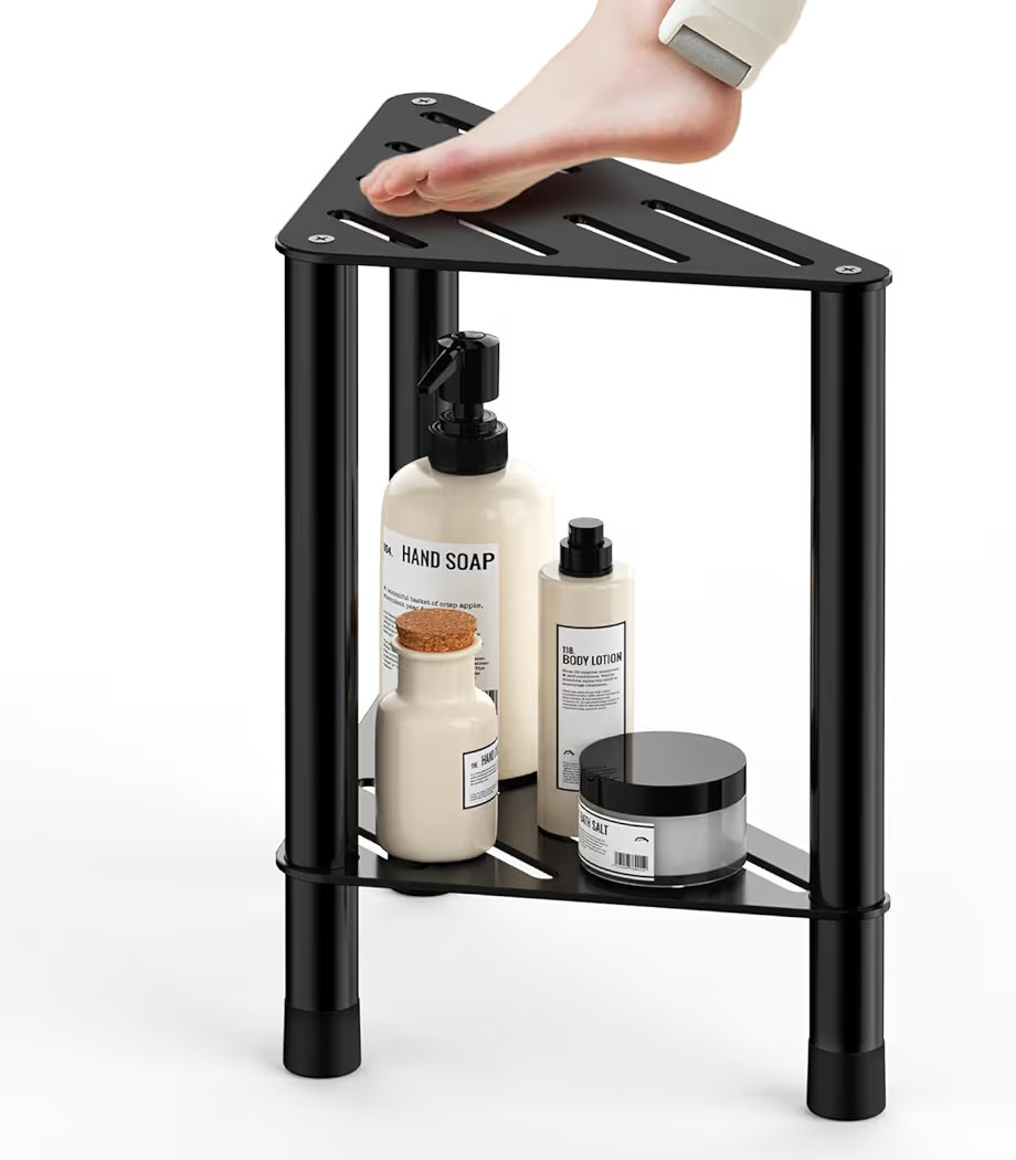 Corner Shower Stool for Inside Shower - 15.5in Shower Foot Rest with Storage Shelf, Stainless Ste... | Amazon (US)