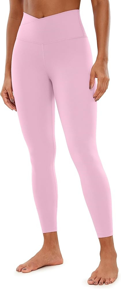 CRZ YOGA Butterluxe Womens V Cross Waist Workout Leggings 26.5" - Crossover High Waist Long Gym L... | Amazon (US)