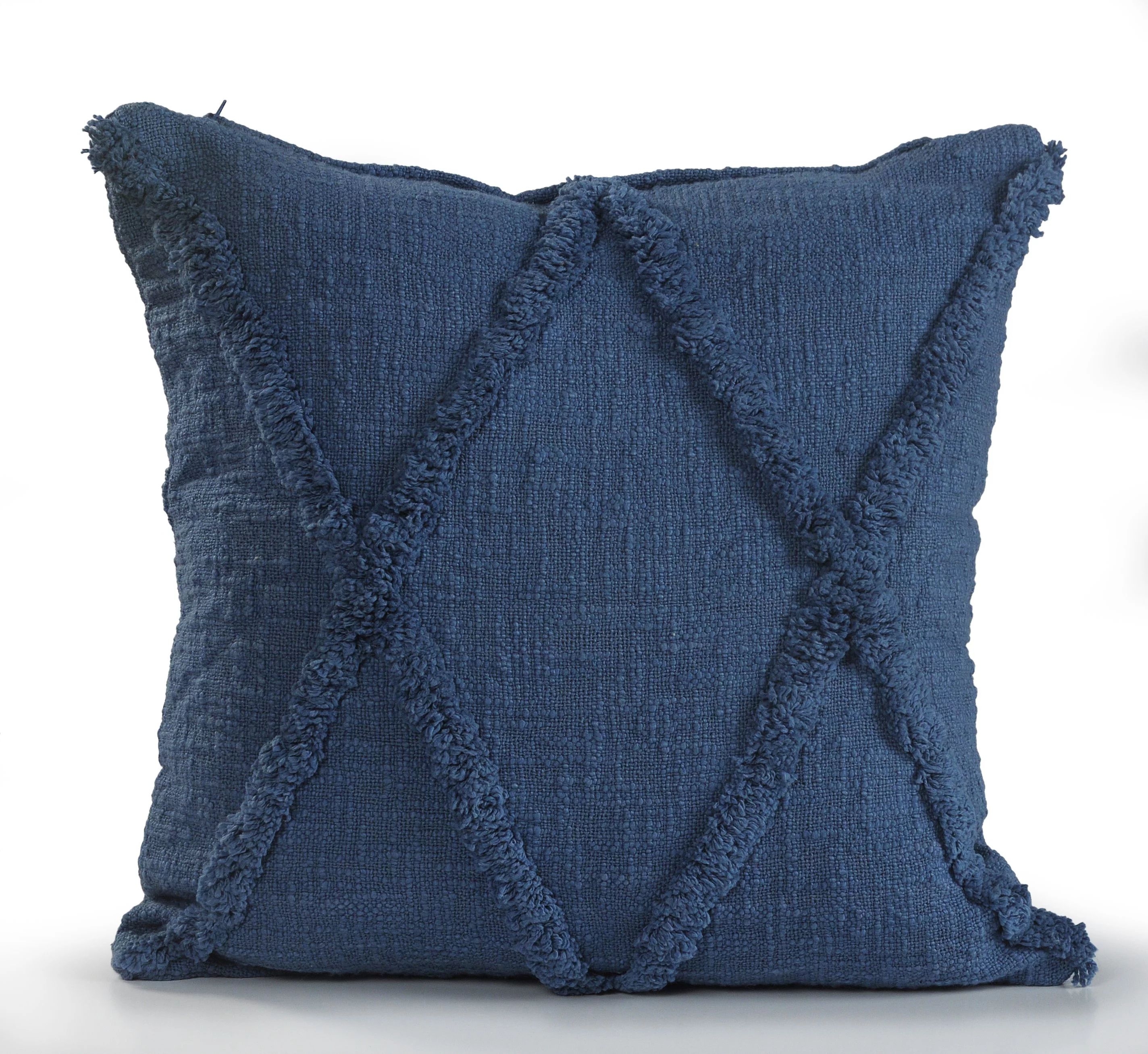 LR Home Tufted Solid Color Cotton Decorative Throw Pillow, 18 inch, Royal Dark Blue | Walmart (US)