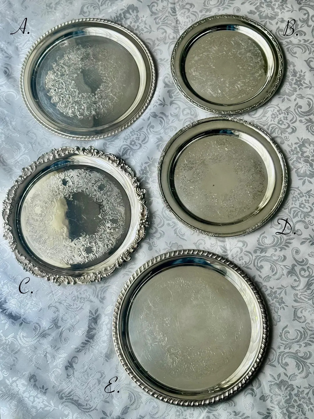 Vintage Silver-plated Round Tray Collection – Ornate Etched Designs & Classic Makers – Sold I... | Etsy (US)