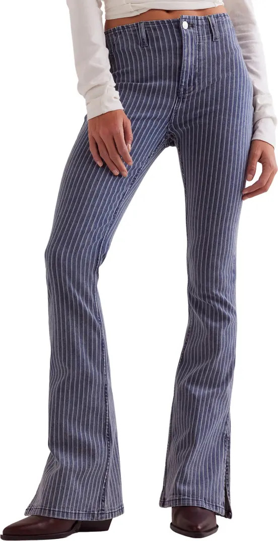 Level Up Stripe Side Slit Bootcut Jeans | Nordstrom