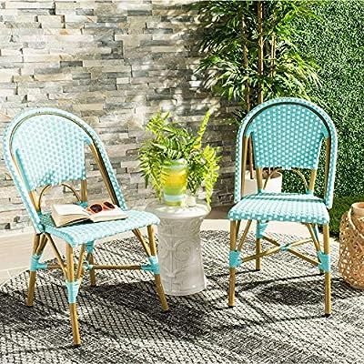 Safavieh FOX5210J-SET2 Collection Salcha Teal, White and Light Brown Indoor/Outdoor French Bistro... | Amazon (US)