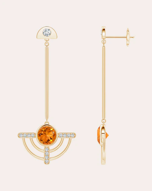 Citrine & Diamond Infinity Circle Drop Earrings | Olivela