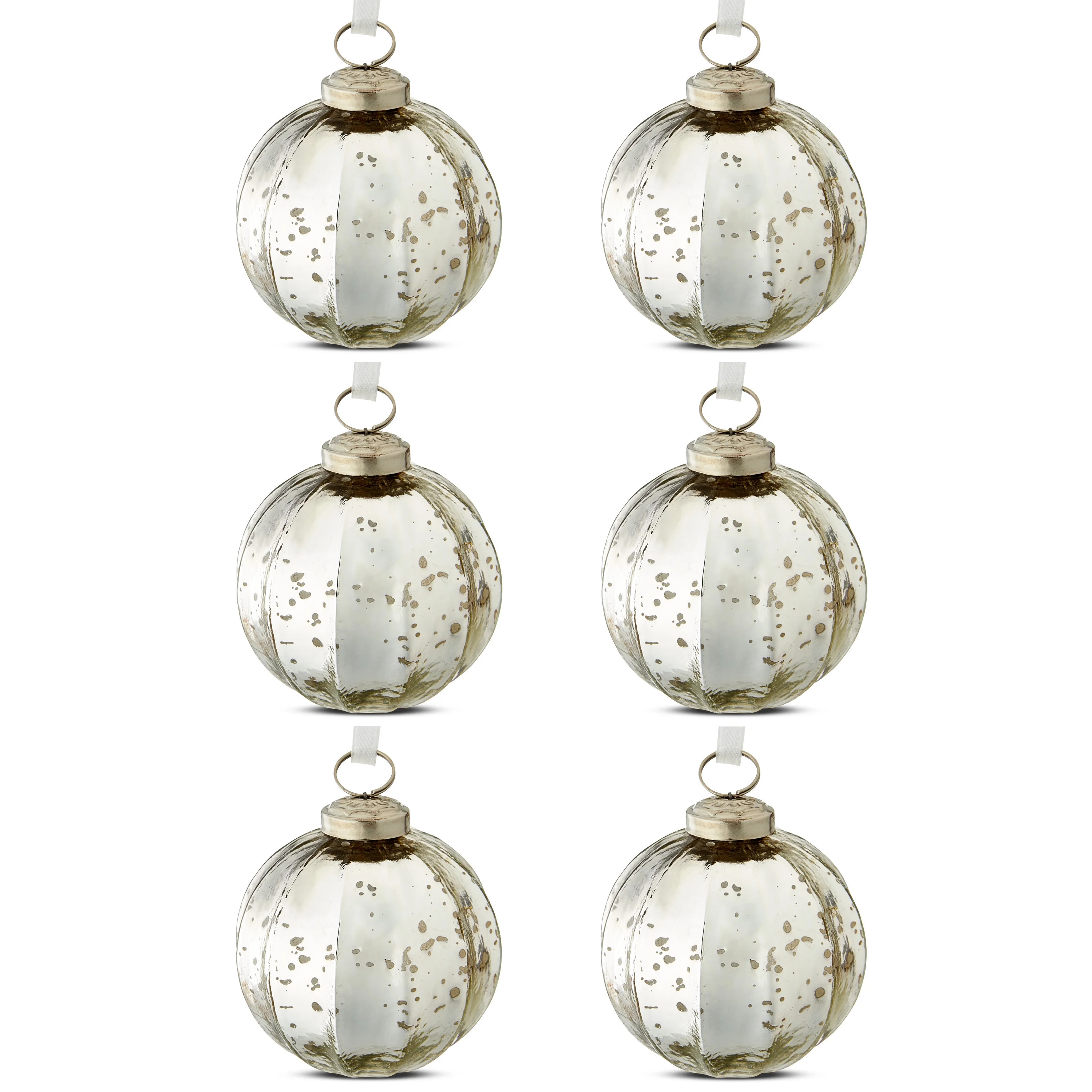 6 Count Silver Glass Ball Christmas Hanging Ornaments, 3 in, by Holiday Time | Walmart (US)