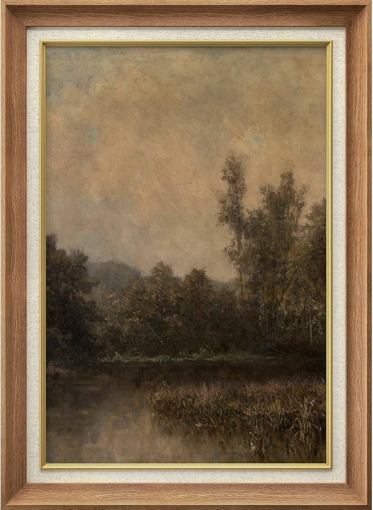 MUDECOR Premium Framed Wall Art Twilight Lake and Forest Moody Nature Scene Illustrations Colorfu... | Amazon (US)