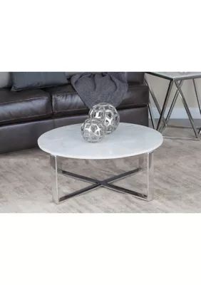 Monroe Lane Round Marble Coffee Table With Modern Base - | Belk