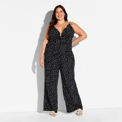 Women's Ruffle Triangle Cup Babydoll Tank Top - Wild Fable™ Black Polka Dots XS | Target