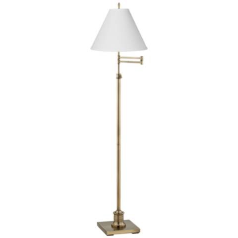 Westbury Antique White Brass Swing Arm Floor Lamp | LampsPlus.com