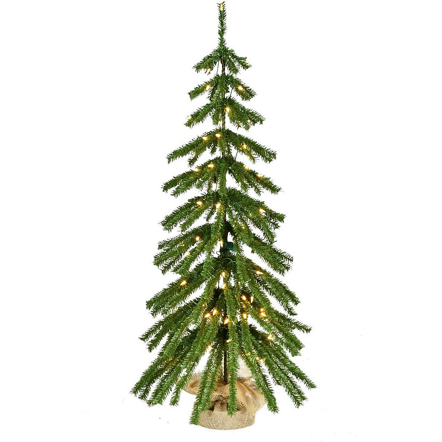 Fraser Hill Farm 4-ft Fir Pre-lit Slim Artificial Christmas Tree with White LED Lights | Lowe's