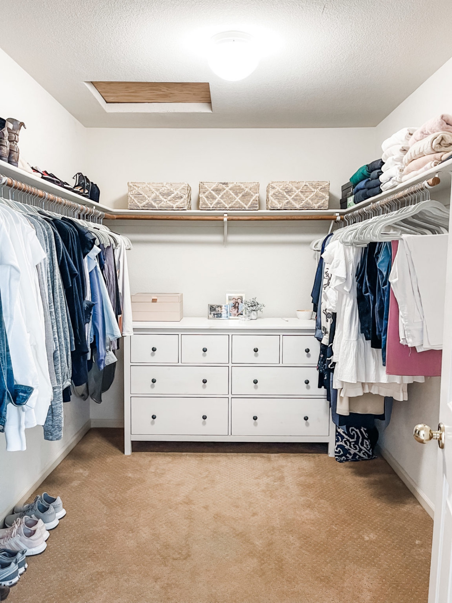 Closet organization. I LOVE the baskets up top! So pretty!!!

#closet #organization 

#LTKhome #LTKfamily