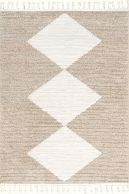 Ivory Contemporary NN12 with Tassels 4' x 6' Area Rug | Rugs USA