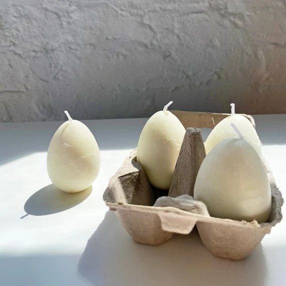 Vegan Egg Candles, Set of 4 Egg Shaped Candles, 100% Pure Essential oil Candles, Pillar candle, F... | Etsy (US)