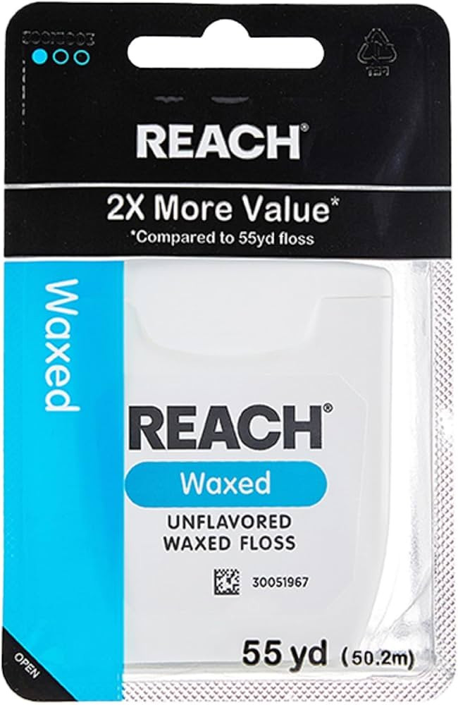 REACH Waxed Dental Floss,Unflavored, Plaque Remover for Teeth, Shred Resistant, Floss Slides Smoo... | Amazon (US)