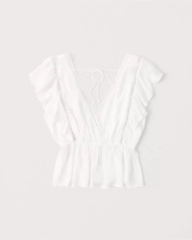 Ruffle V-Neck Top | Abercrombie & Fitch (US)