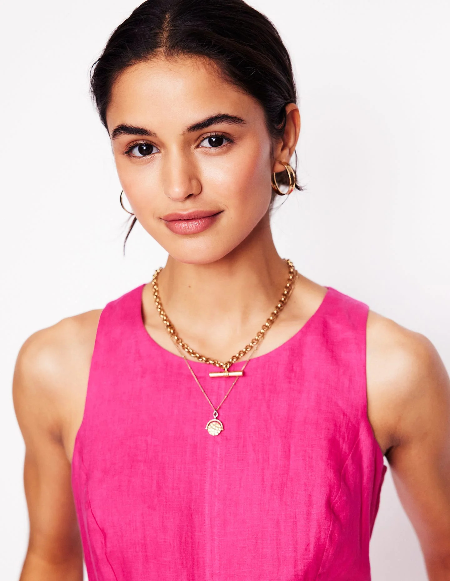 Carla Linen Midi Dress-Pink Peony | Boden (US)