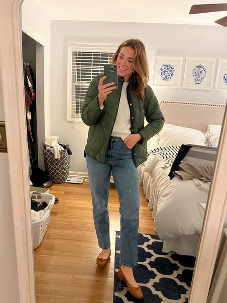 Outfit of the day! Jeans run a little big so size down if in between sizes, 

use my code BROOKEPJS10 for $10 the jacket! 

Love these Margaux ballet flats…a staple item and go with everything!! 

#LTKSeasonal