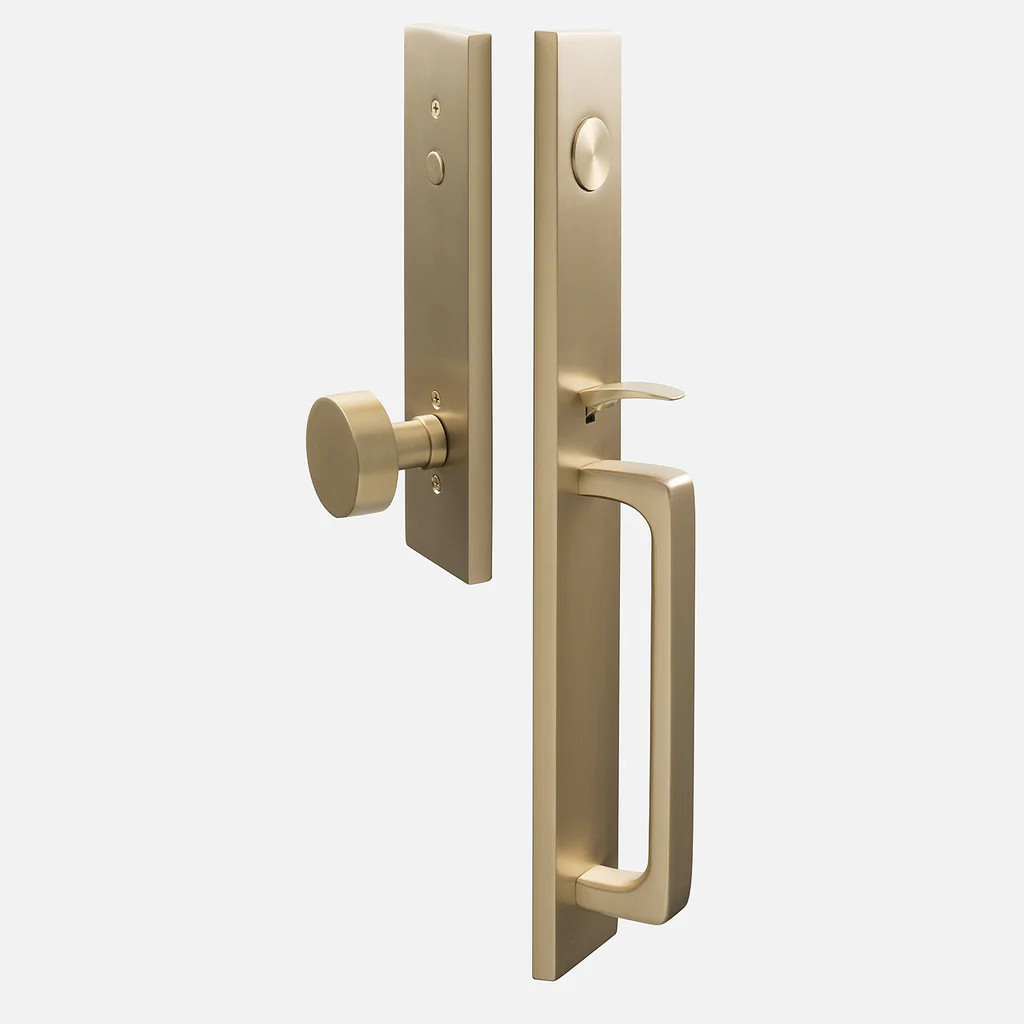 Lausanne Entrance Handleset with Cylinder Knob - Satin Brass | Schoolhouse