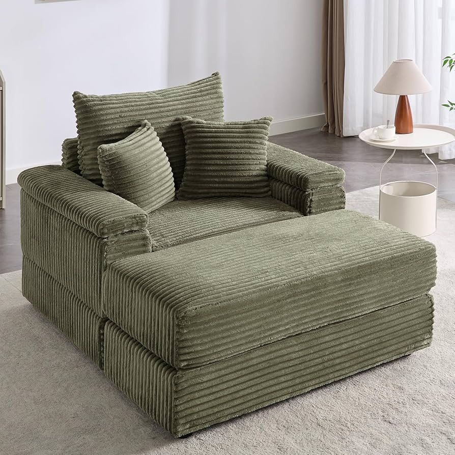 42.5" Oversized Chair Chaise Lounge Indoor, Reclining Chair Single Sofa with Ottoman, Comfy Thick... | Amazon (US)