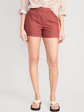 High-Waisted Linen-Blend Utility Shorts for Women -- 3.5-inch inseam | Old Navy (US)