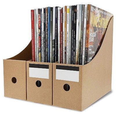Juvale 8 Pack Kraft Corrugated Cardboard Magazine File Holder with Label for Desk & Shelves | Target