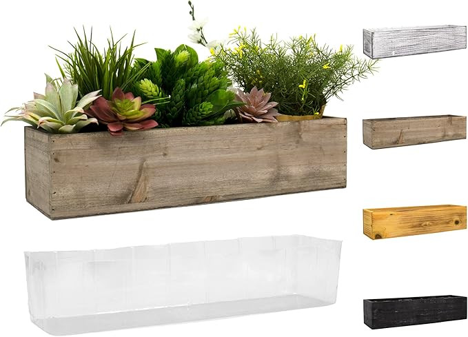 CYS EXCEL Brown Wooden Planter Box (17"x5" H:4") with Removable Plastic Liner | Multiple Colors R... | Amazon (US)