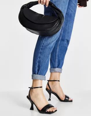 ASOS DESIGN Hera padded barely there heeled sandals in black | ASOS (Global)