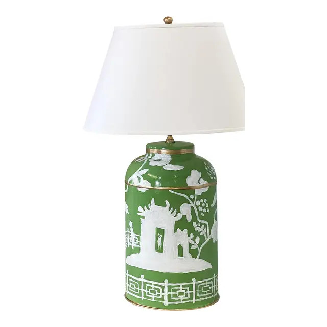 Dana Gibson Xanadu Tea Caddy Lamp in Green | Chairish