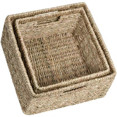 StorageWorks WIcker Storage Baskets, Handwoven Seagrass Baskets for Organizing, Decorative Wicker Baskets with Built-in Handles, Set of 2, Large and S | Wayfair North America