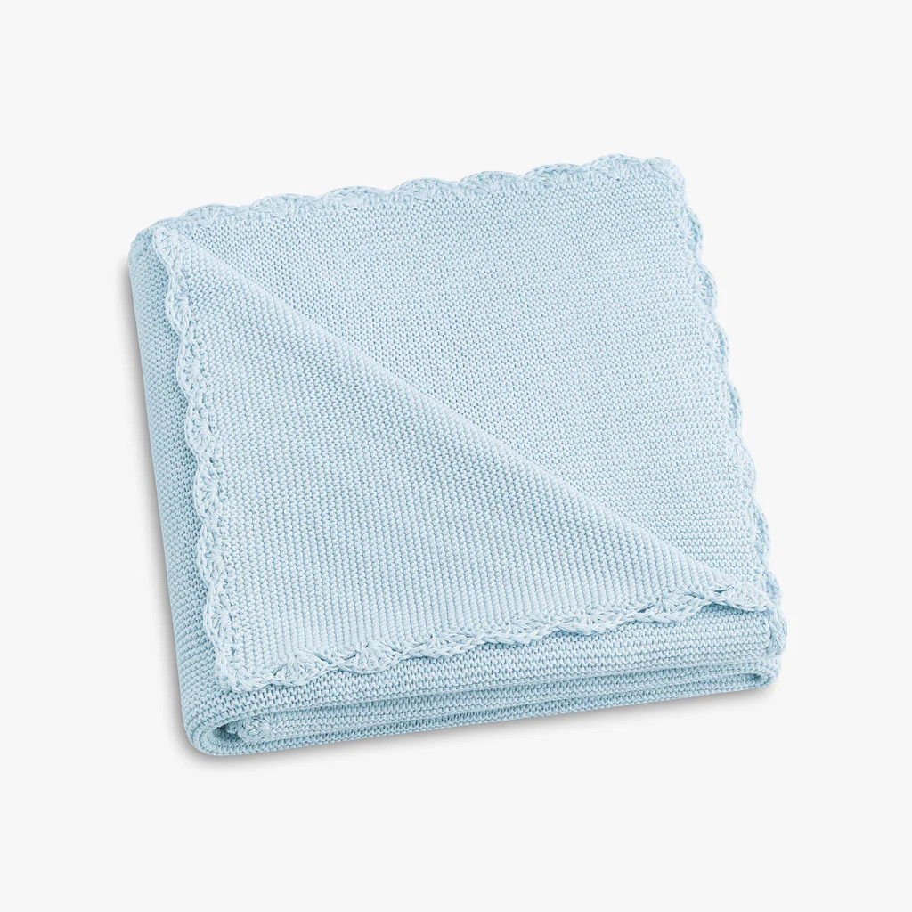 Cotton Knit Baby Blanket - Blue | Gooselings