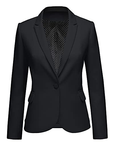 luvamia Women's Notched Lapel Neck Long Sleeves One Button Pockets Blazer Jacket Wear to Work Suit Womens Tuxedo Ladies Blazers Slim Fit Blazer for Women New Black Size XL | Amazon (US)