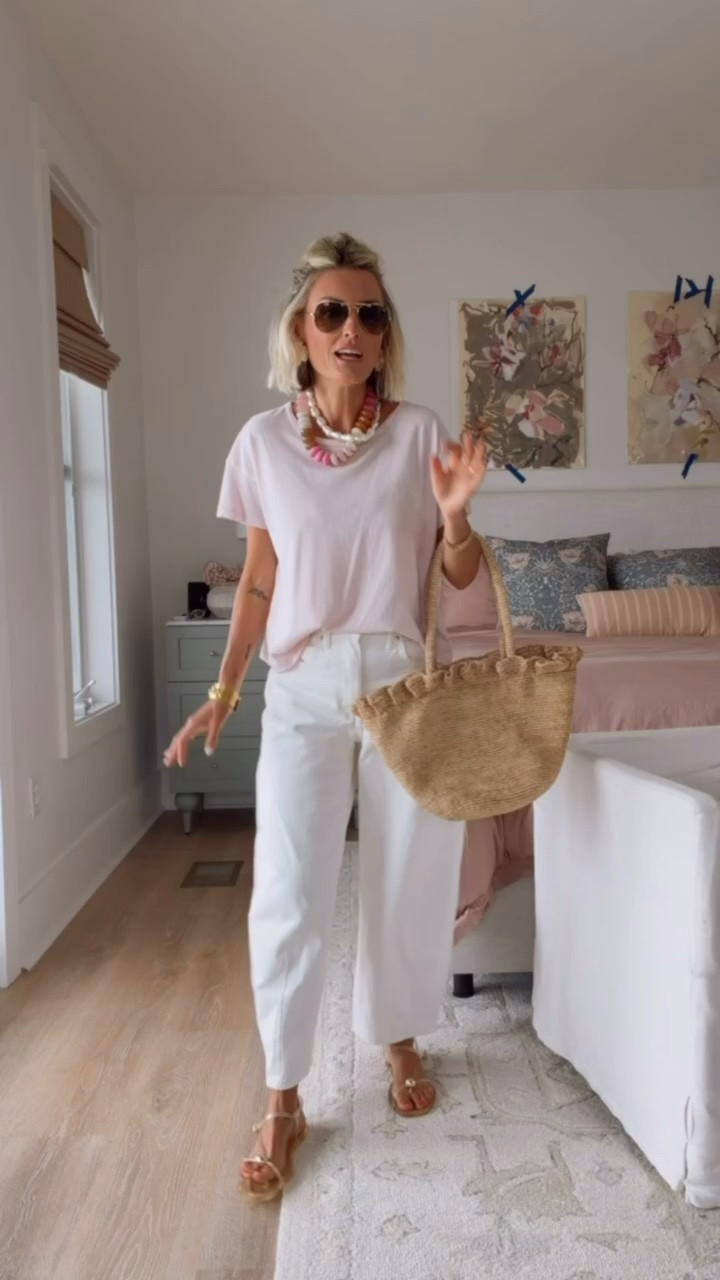 Adding fun accessories is a great way to elevate a simple tee and barrel denim look! Wearing M/4.

Loverly Grey, Target find, Target fashion, pink tee outfit, white barrel jeans outfit, white barrel denim outfit

#LTKSeasonal #LTKootd