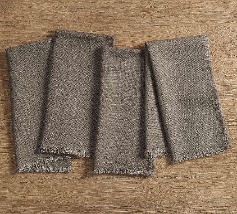 Frayed Oversized Linen Napkins - Set of 4 | Pottery Barn (US)