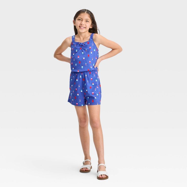 Girls' Short Sleeve Romper - Cat & Jack™ Cobalt Blue | Target
