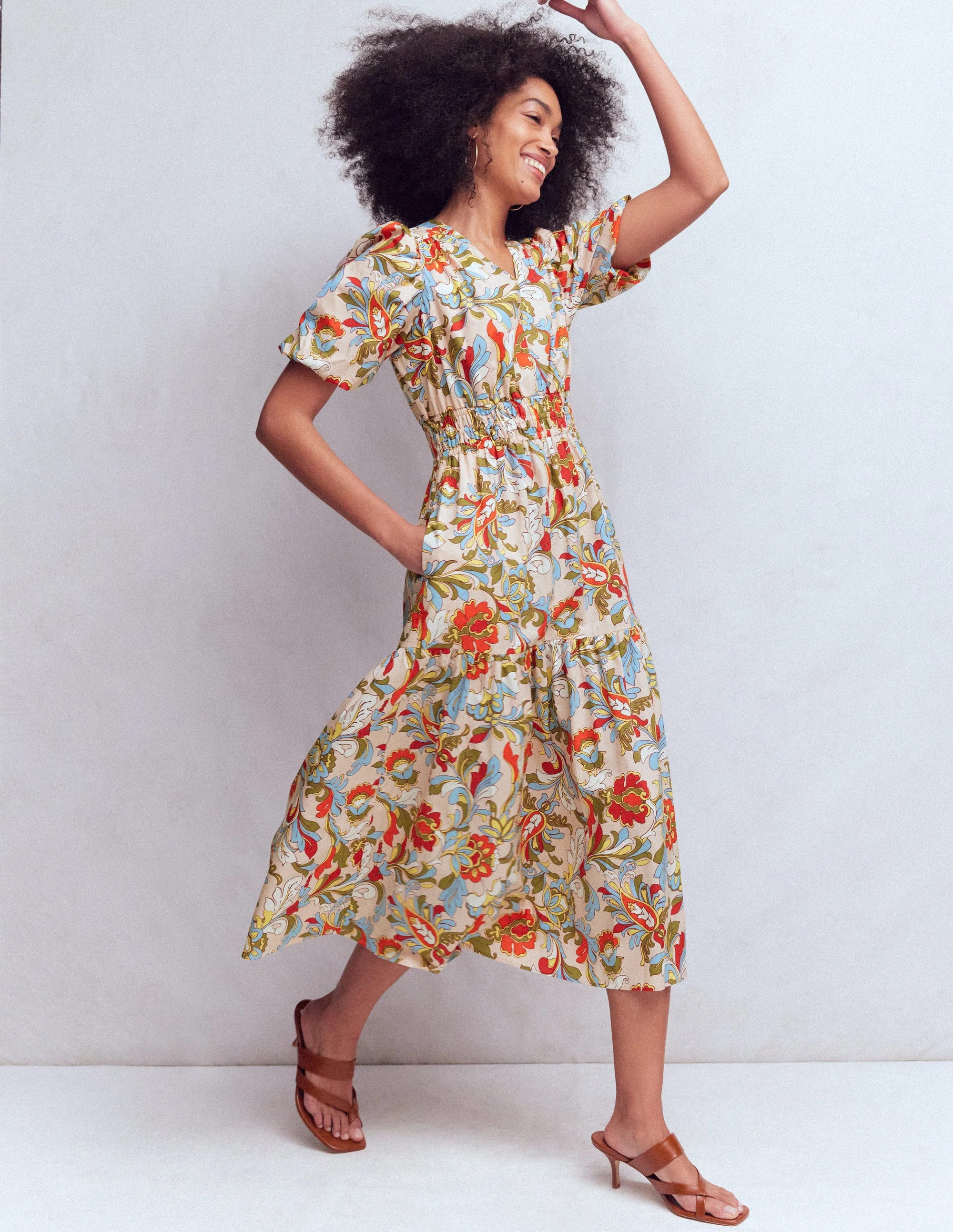Irene Puff Sleeve Dress-Multi, Botanical Flourish | Boden (US)