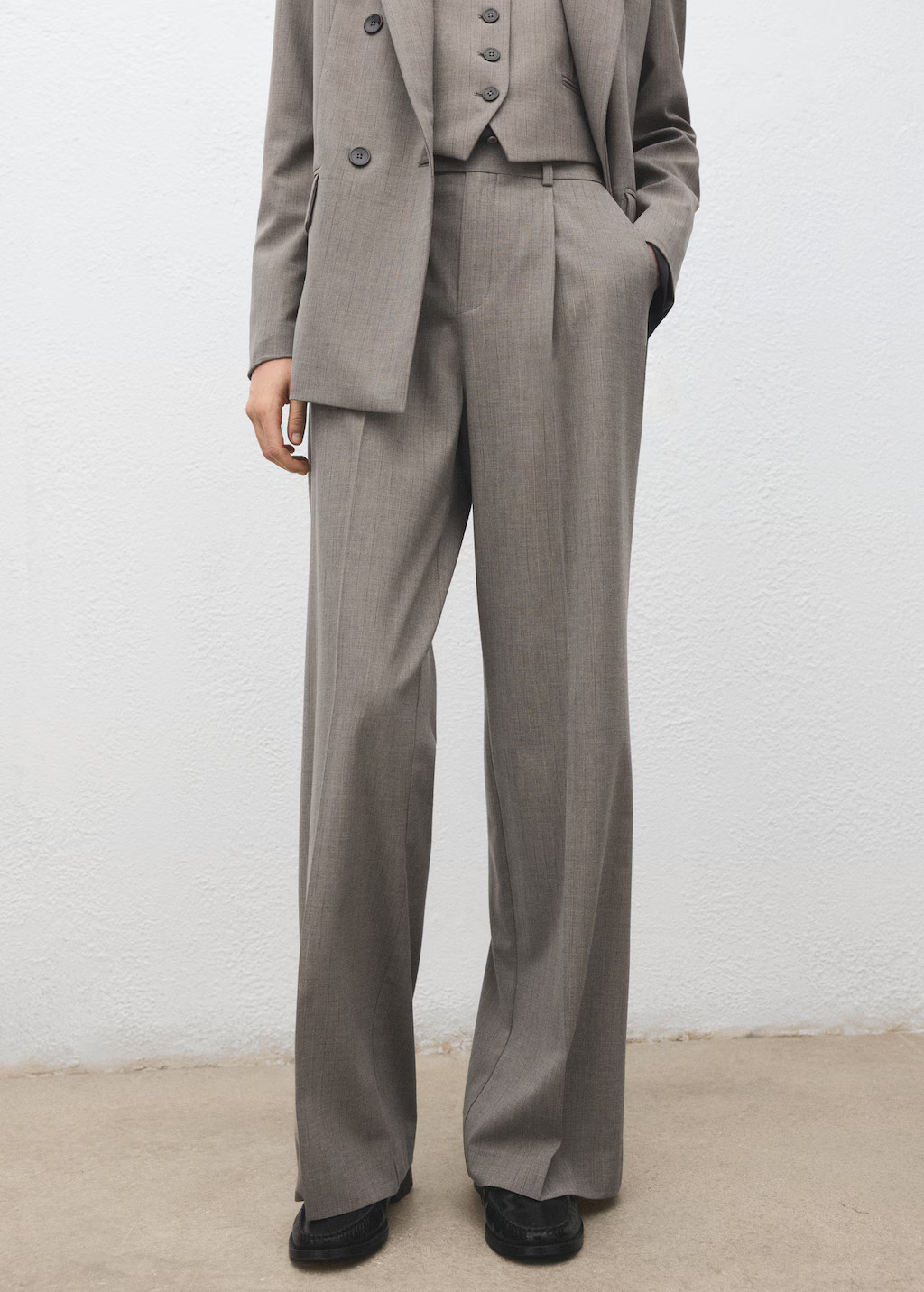 Straight wool-blend suit trousers | MANGO (UK)