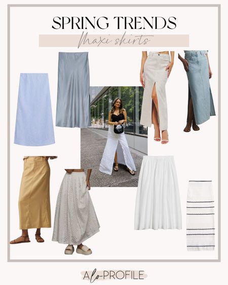 Spring trend// maxi skirts// all of these are so good and interchangeable to dress up with heels or down with sandals or sneakers ! 

#LTKstyletip #LTKSeasonal