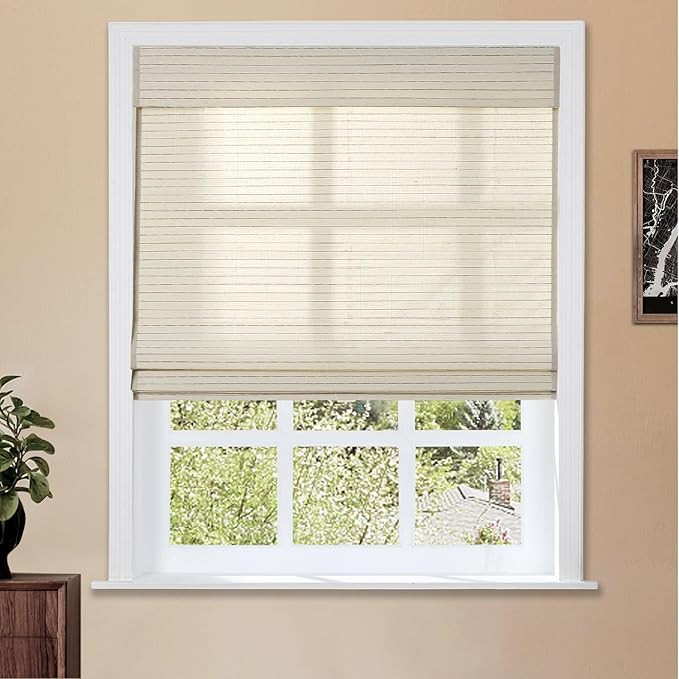 TWOPAGES Bamboo Ramie Roman Shade Cordless Blind, Window Treatment Sun Shade Light Filtering Roma... | Amazon (US)