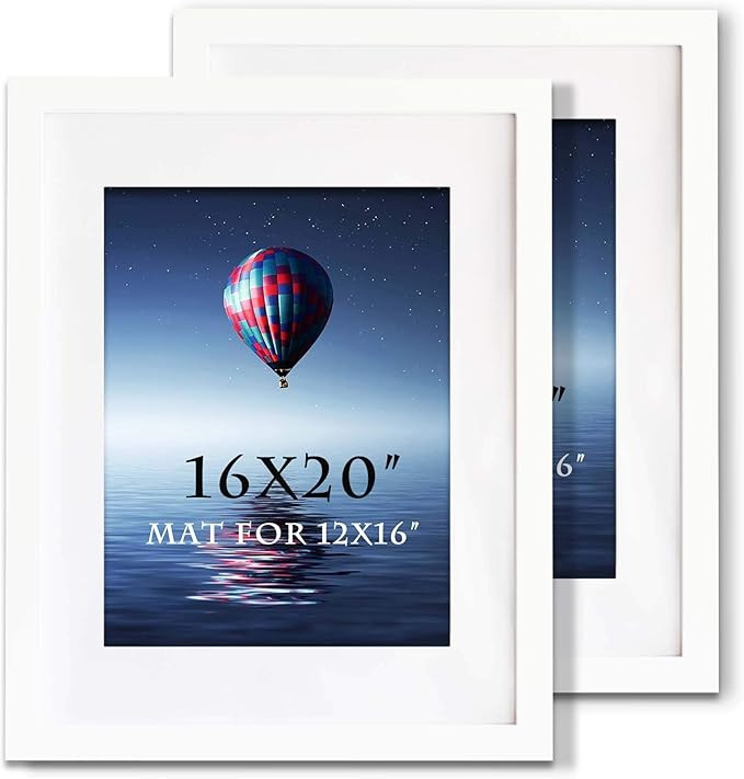 16x20inch Picture Frame Solid Wood Wall Mounting Certificate Poster Photo Frame with MAT Display ... | Amazon (US)
