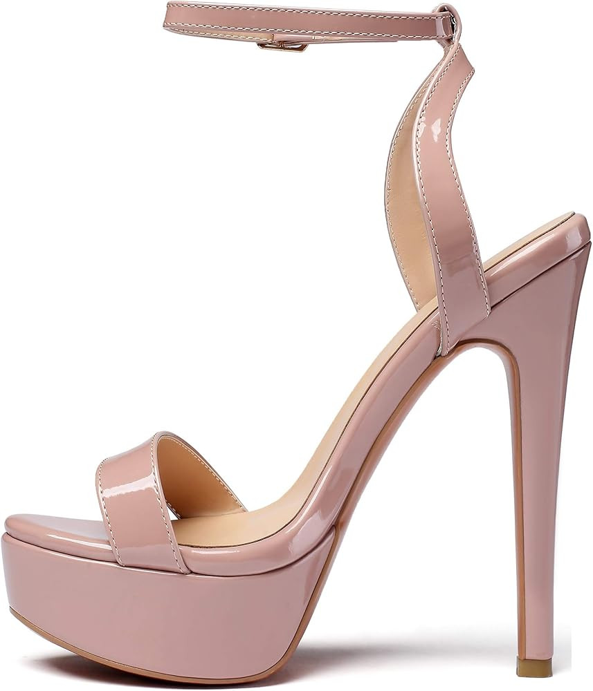 SAMMITOP Women's Open Toe Platform High Heeled Sandals Stiletto Dress Shoes | Amazon (US)