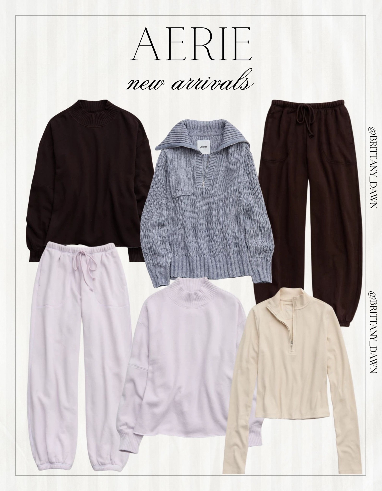 Cozy season is officially here! ☁️ 
I'm obsessing over these brand-new loungewear arrivals from Aerie. From plush quarter-zips and relaxed mock-neck tops to ultrasoft wide-leg joggers, staying comfy has never looked so chic.

These neutral shades and soft textures make mix-and-matching completely effortless for lazy weekends or working from home. 💕

#AerieREAL #AerieHaul #LoungewearStyle #CozyVibes #LTKunder50 #FallFashion #CasualStyle #WFXOutfit #ComfyChic #OOTD

#LTKootd
