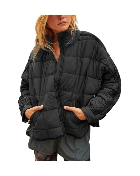 Huaqiao Womens Quilted Puffer Jackets Lightweight Zipper Short Padded Coat With Pockets | Amazon (US)