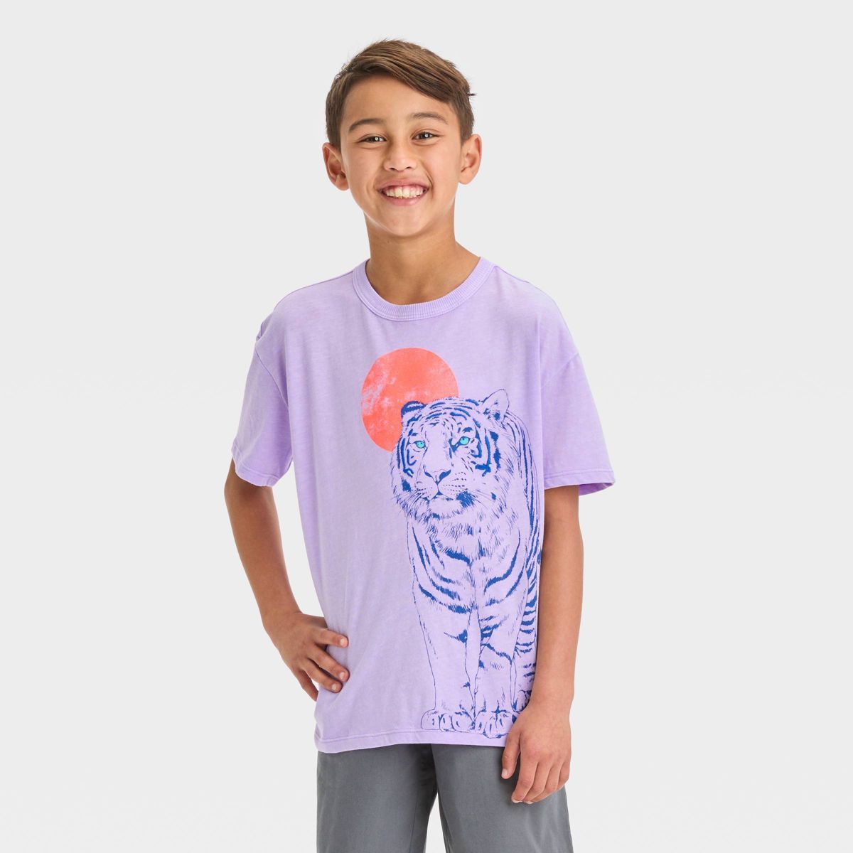 Boys' Short Sleeve Tiger Graphic T-Shirt - Cat & Jack™ Purple | Target