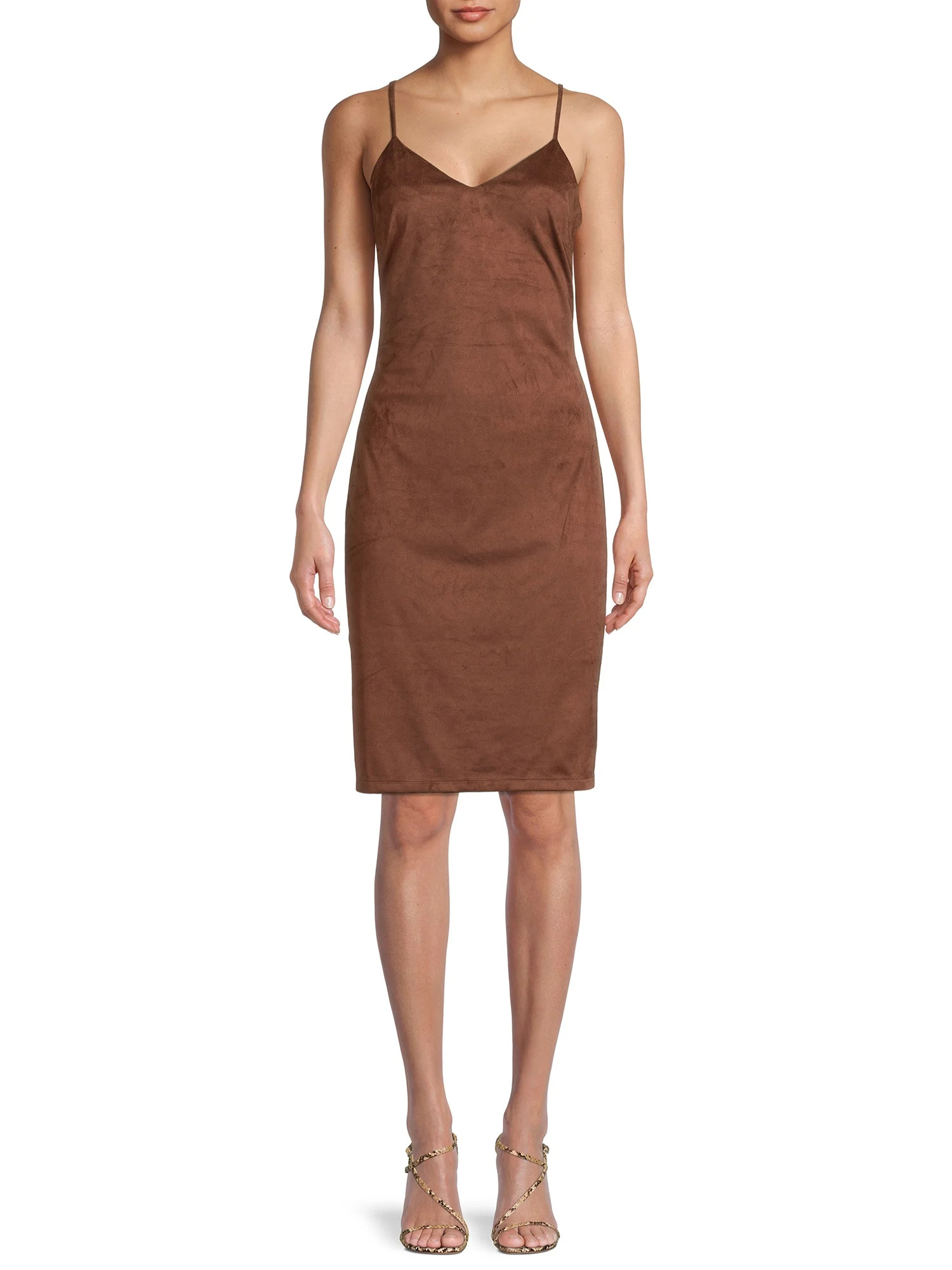 No Boundaries Juniors Faux Suede Midi Dress | Walmart (US)