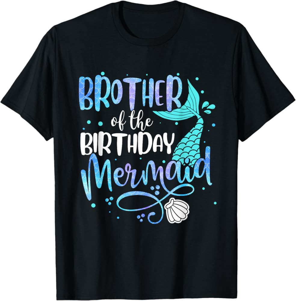 Brother of The Birthday Mermaid Matching Family Party T-Shirt | Amazon (US)