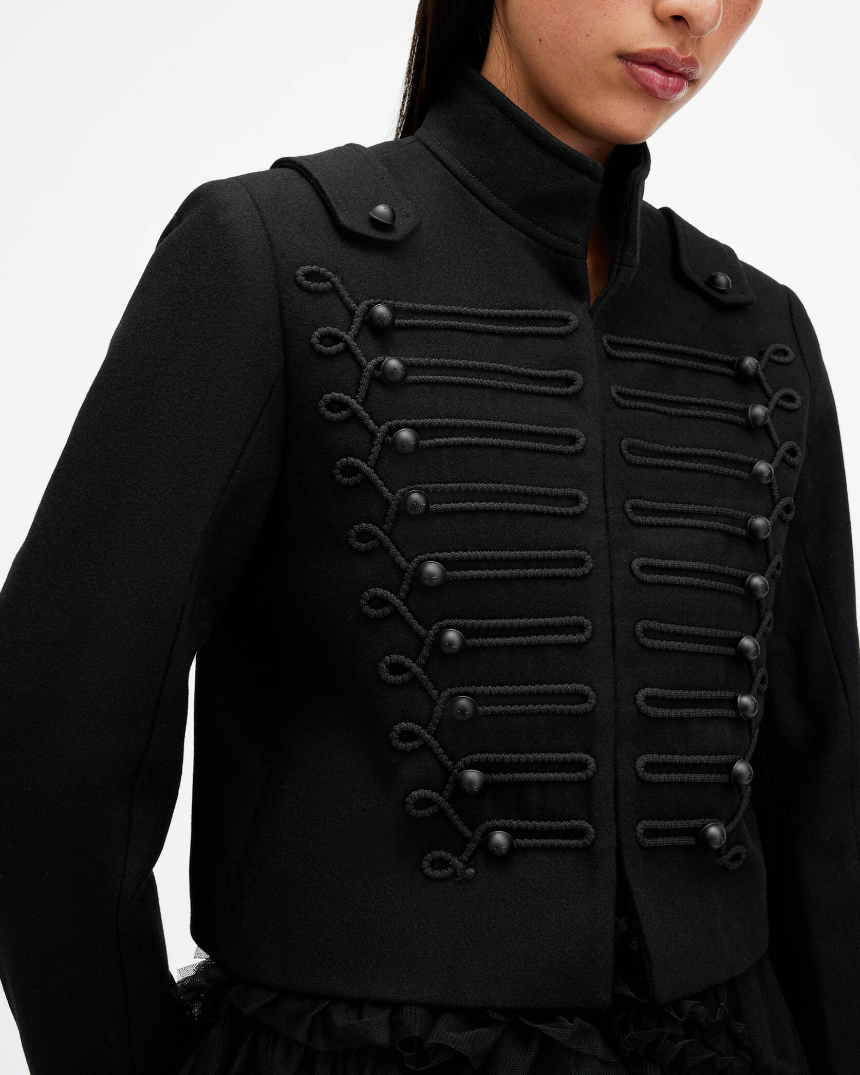 Rummy Cropped Wool Blend Jacket Black | ALLSAINTS | AllSaints UK